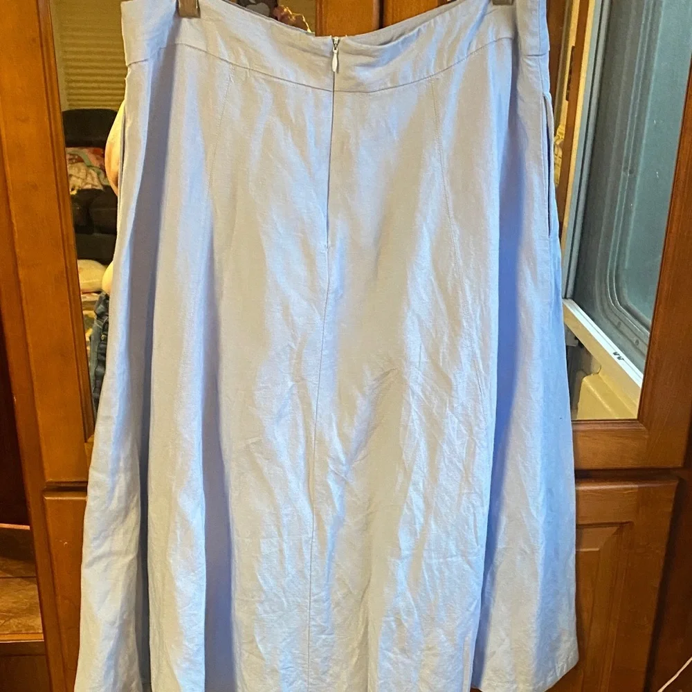 Grace Elements Light Blue A-Line Button-Front Skirt